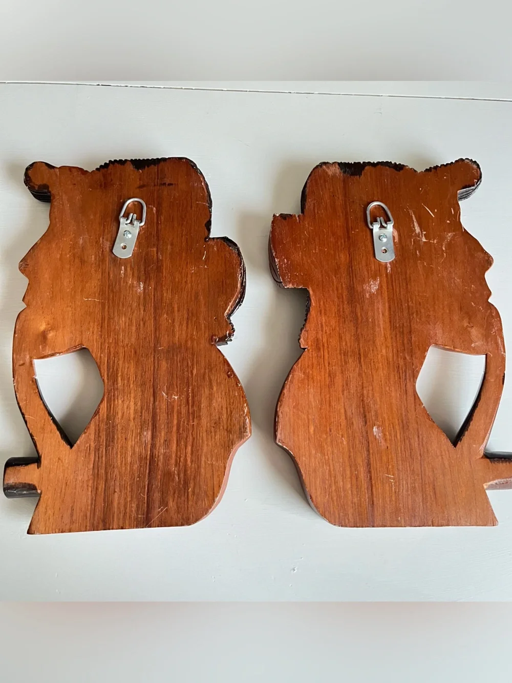 Mid Century Hand Carved Wooden Native American Figural Wall Plaques